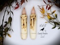 Set of (2) Two Grungy Off-White Cream (4 inch) LED Wax Dipped Battery Operated Flameless Timer Taper Candles, Country Primitive Home Decor