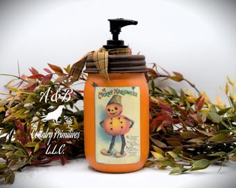 Dispenser di sapone per le mani in barattolo di vetro a forma di zucca, decorazione vintage di Halloween