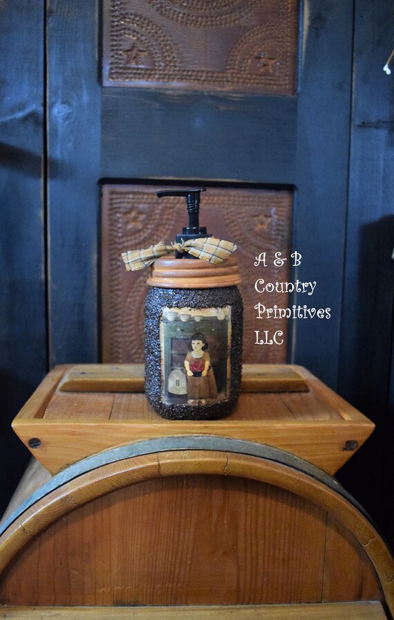 Primitive Americana Folk Art Label Soap And Lotion Dispenser Etsy