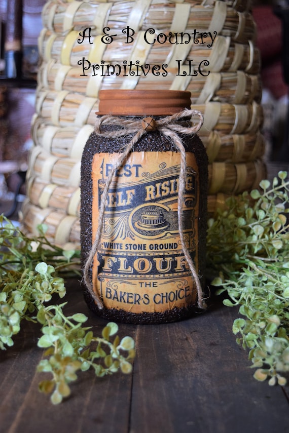 Set Of 6 Primitive Farmhouse Grubby Pantry Jars Country Home Etsy