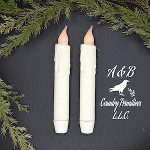 Set of TWO (2) Winter,  White "Snowy" Glitter 7 inch LED Wax Dipped Taper Candles with Timer, Battery Operated Flameless Candles