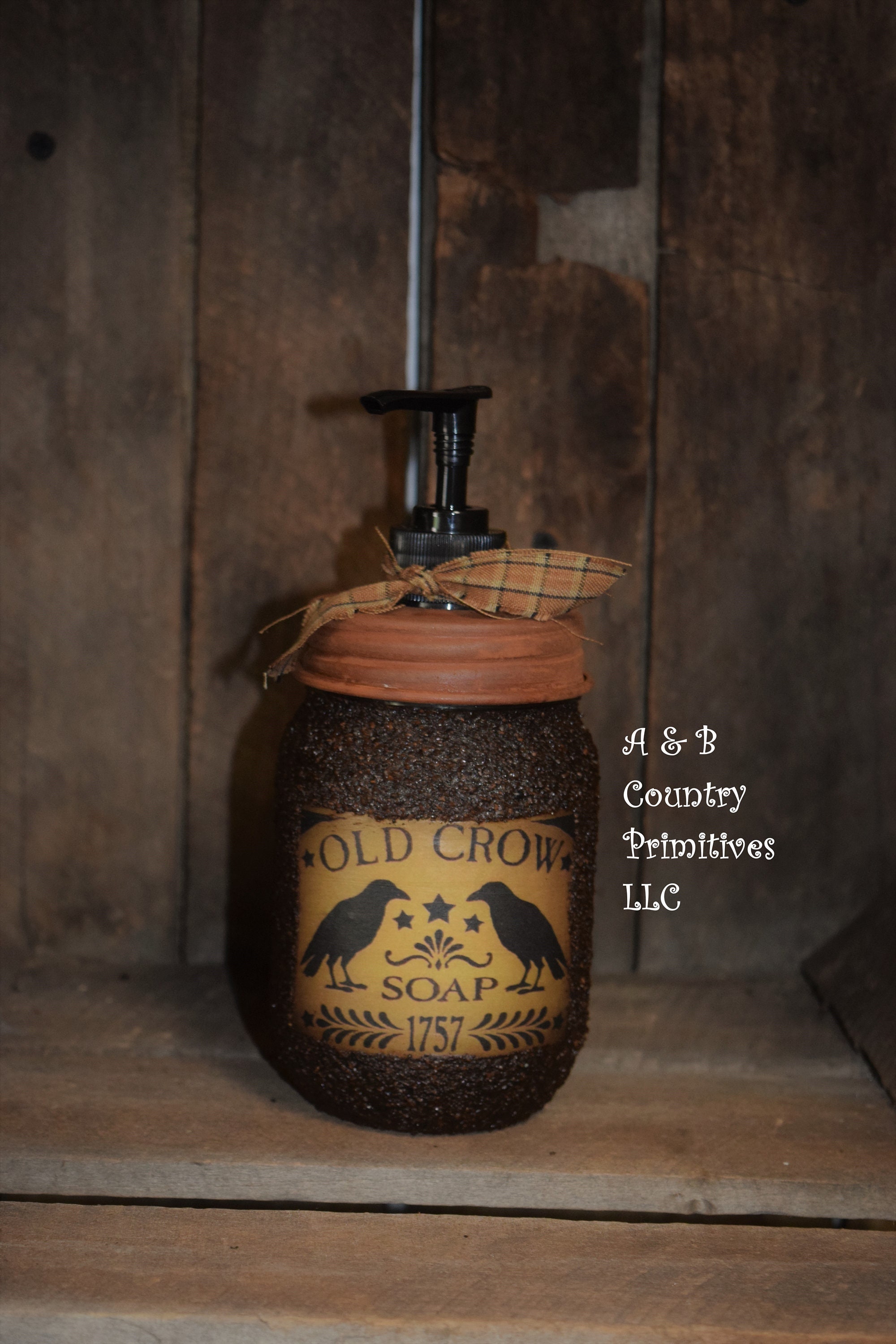 Old Crow Soap and Lotion Dispenser, Grubby Mason Jar with Soap Pump, …