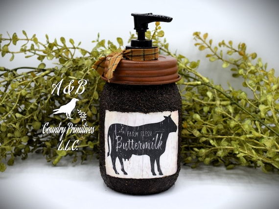 Jar Soap or Lotion Pump and Lid - Primitive Rustic Kitchen/Bath Decor Jar Soap or Lotion Pump and Lid - Primitive Rustic Kitchen/Bath Decor