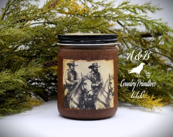 Extra Scented 16 oz Grubby Jar Cowboy Candle Western Ranch, Leather, Pipe Tobacco, Masculine Scents, Western Ranch Collection