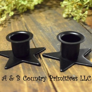 Set of (2) Wrought Iron Star Shape Taper Holder,  LED Taper Holder, Primitive Decor, Rustic Decor, Country Decor