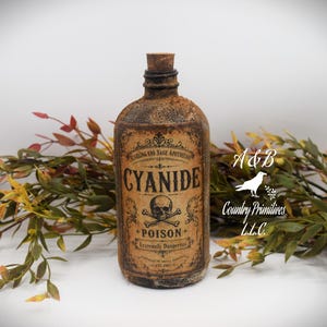 Primitiv apotekscyanidgiftsflaska – Halloween Rustik Cottagecore-dekor