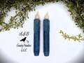 Glitter Blue LED Flameless Taper Candles with timer, Set of 2