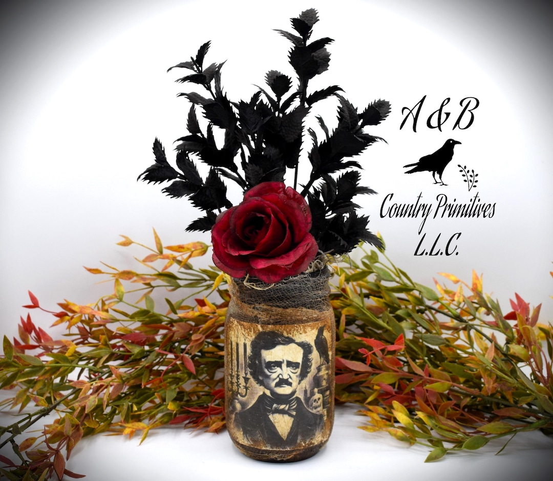 Edgar Allan Poe Floral Arrangement: Handmade Gothic Halloween Decor - Etsy