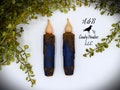 Grubby Blue LED Flameless Taper Candles with Timer, Set of 2