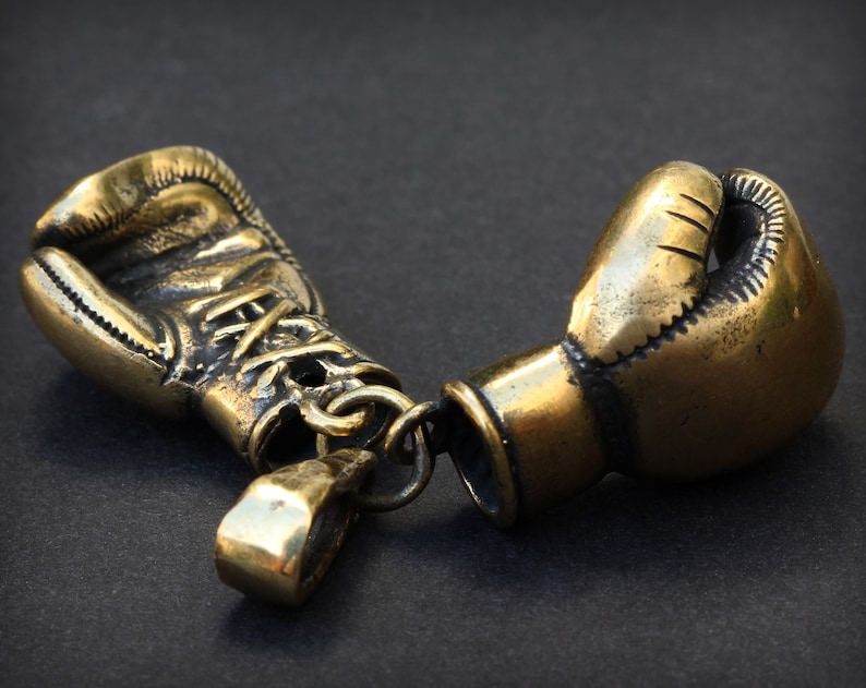 Boxing Gloves necklace Bronze pendant Boxing gloves charm Gift Etsy