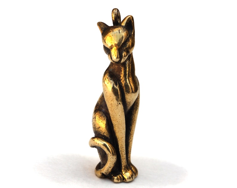 Egyptian Cat Goddess Bastet Bast Keyring Bronze Cat Miniature Etsy