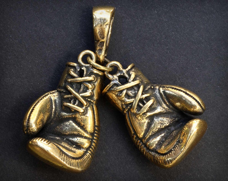 Boxing Gloves necklace Bronze pendant Boxing gloves charm Gift Etsy