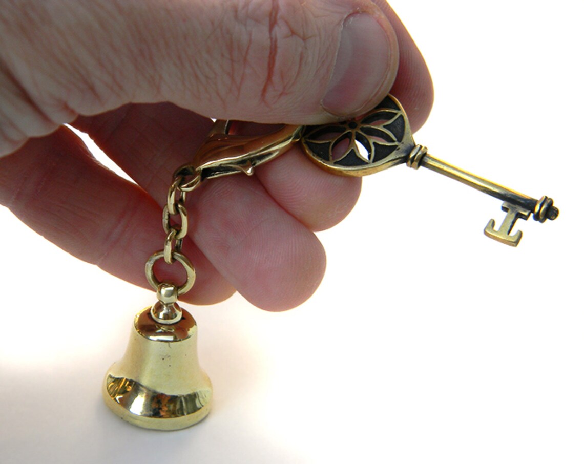Bronze bell keychain Small bell Bell keyring Mini bell Bronze Etsy