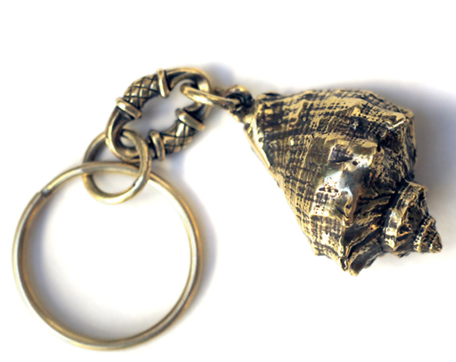 Bronze Shell Keychain Small Sea Shell Metal Keyring Travel Etsy