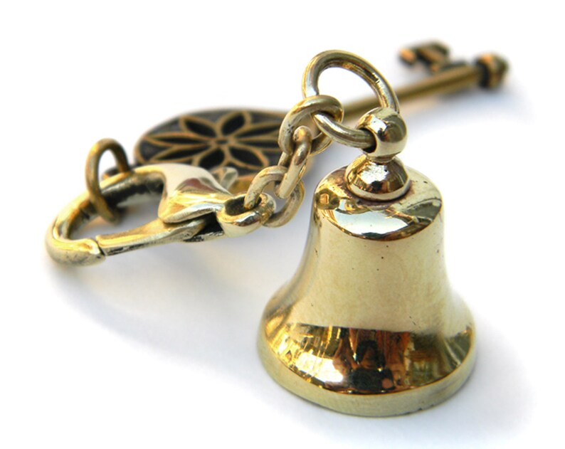 Bronze bell keychain Small bell Bell keyring Mini bell Bronze Etsy
