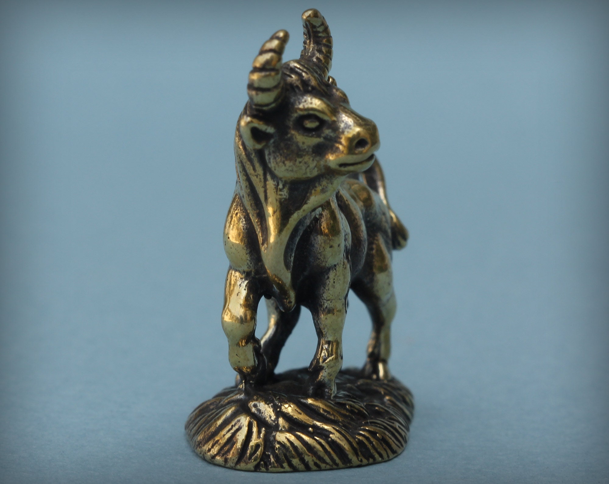 Bull Small bronze figurine Miniature statuette Metal figurine Etsy