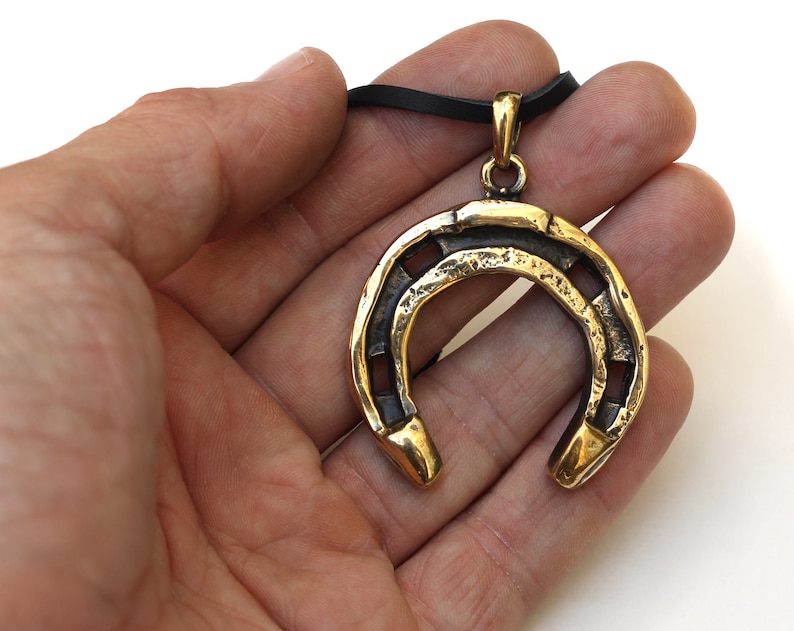 Horseshoe Bronze pendant necklace Horseshoe jewelry Horse Etsy