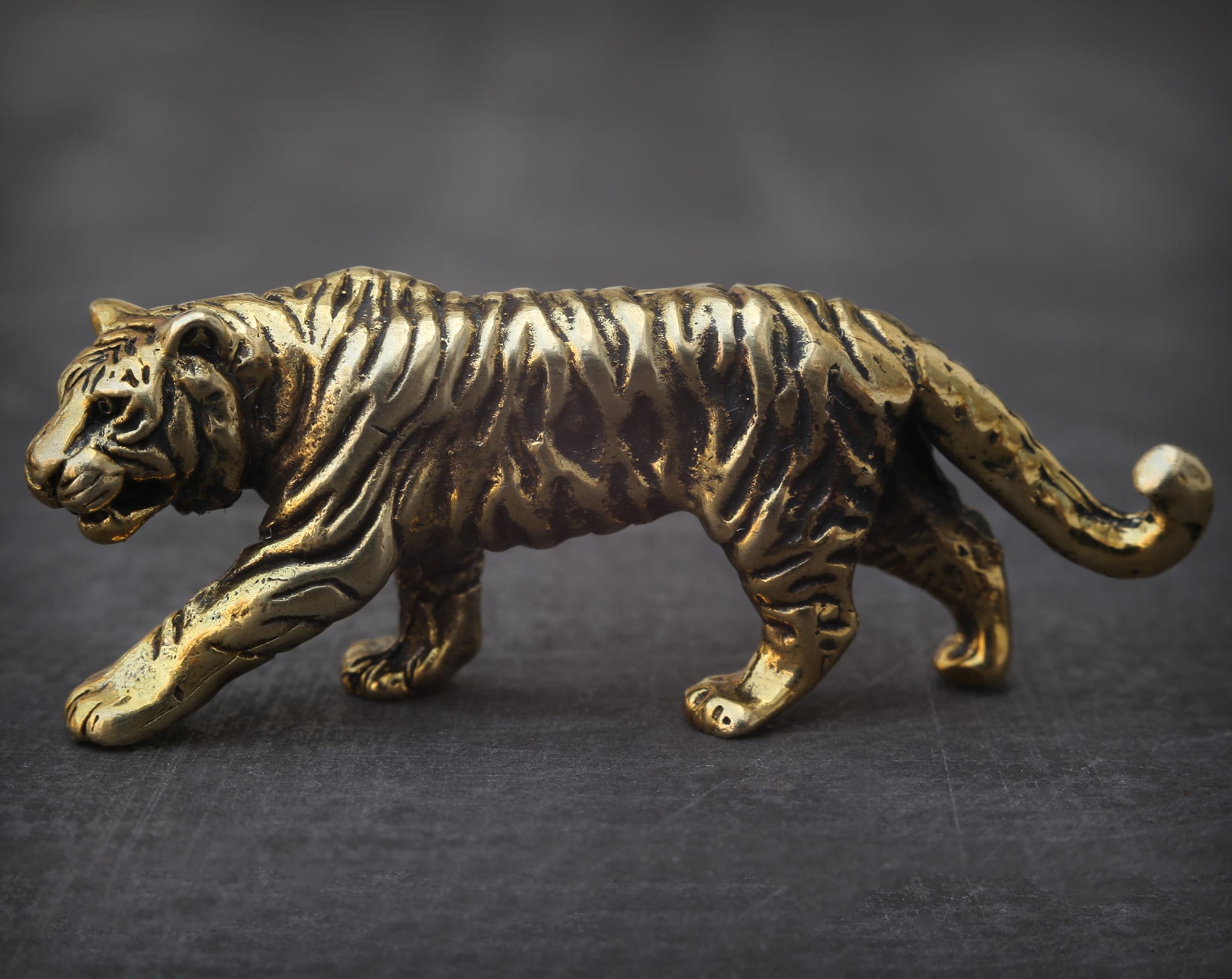Tiger Small Bronze figurine Miniature statuette Bronze Tiger Etsy