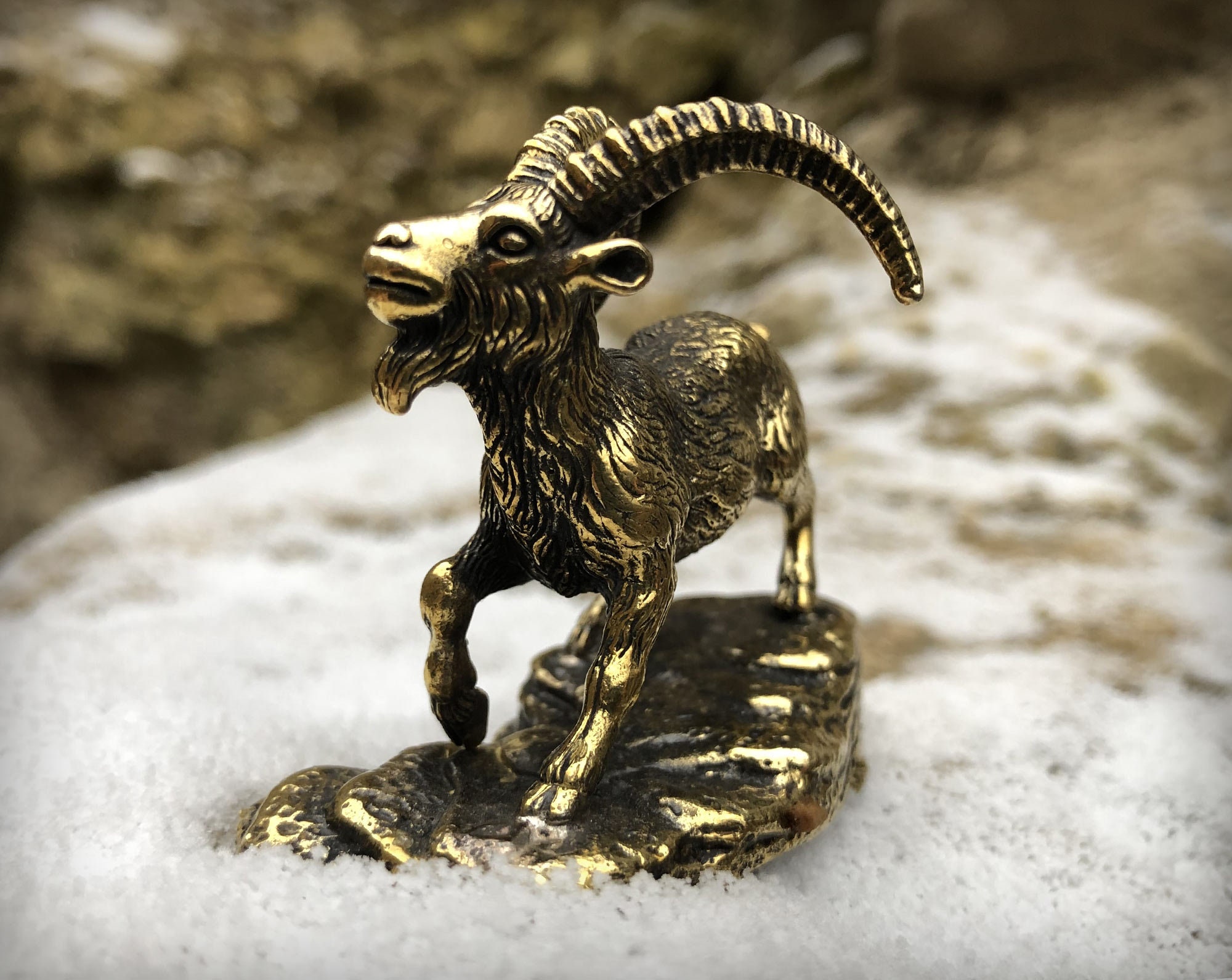 Goat Small Bronze figurine Miniature statuette Bronze goat Etsy