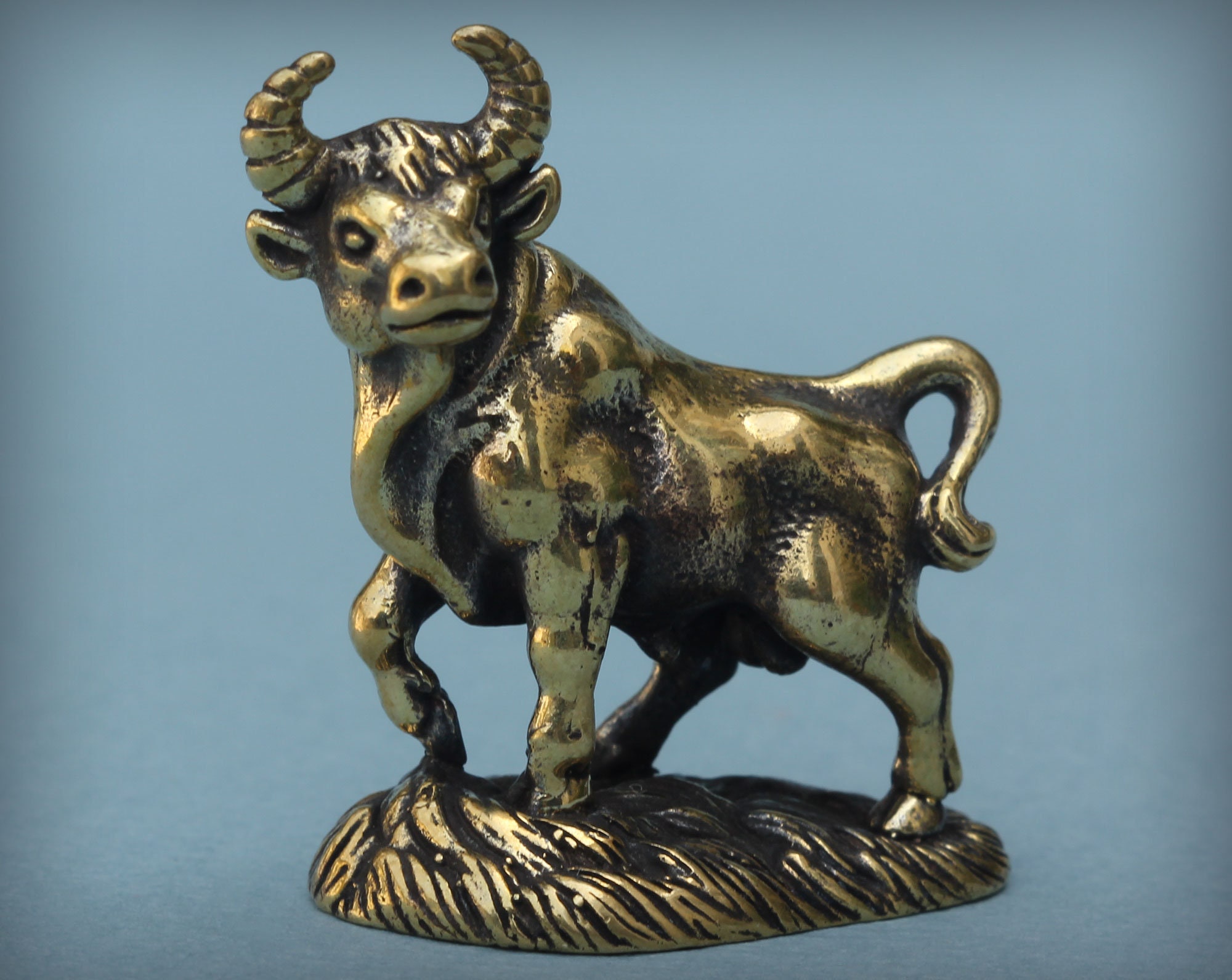 Bull Small bronze figurine Miniature statuette Metal figurine Etsy