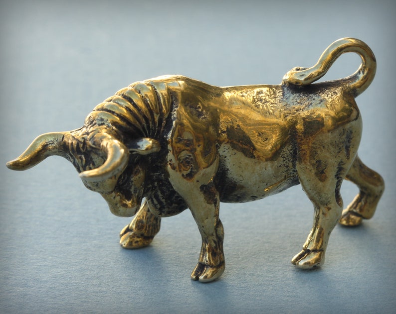 Bronze bull Small bronze miniature statuette Metal figurine 21 Etsy