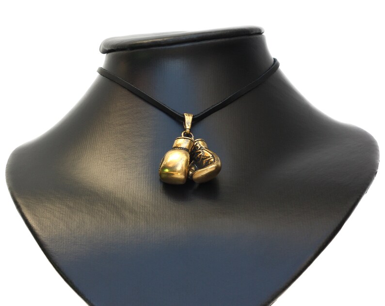 Boxing Gloves necklace Bronze pendant Boxing gloves charm Gift Etsy