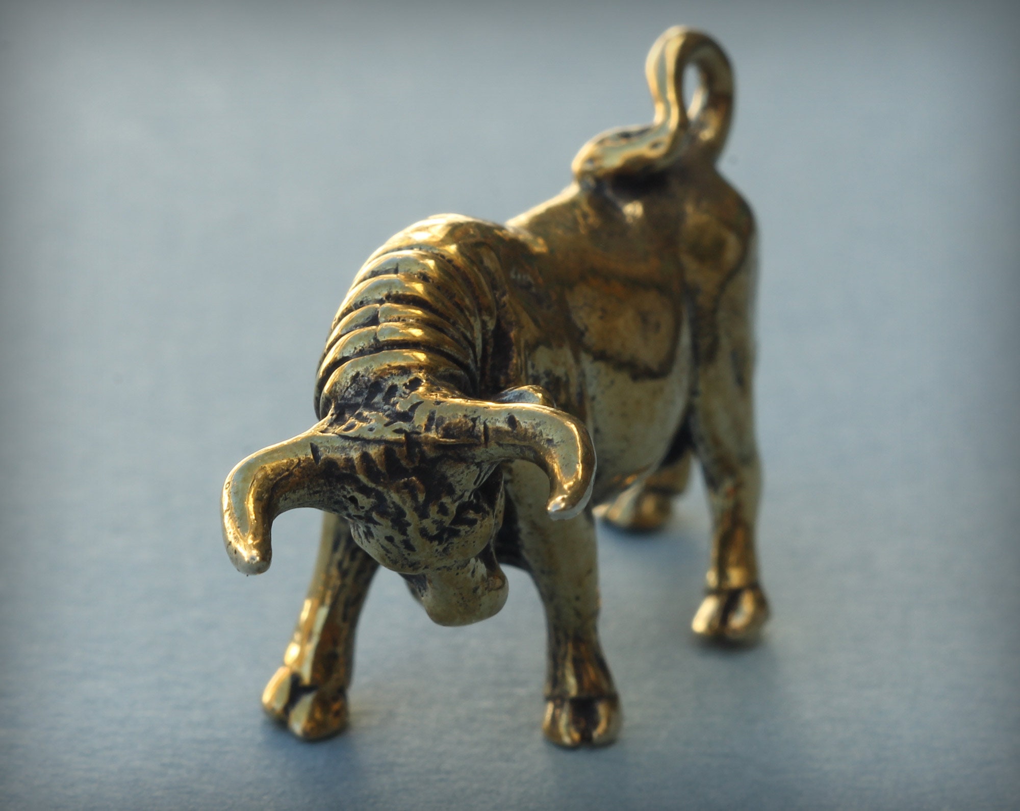 Bronze Bull Small Bronze Miniature Statuette Metal Figurine 21 Etsy