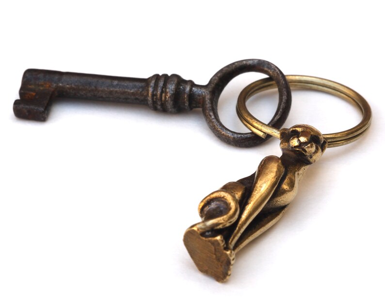 Egyptian Cat Goddess Bastet Bast Keyring Bronze Cat Miniature Etsy