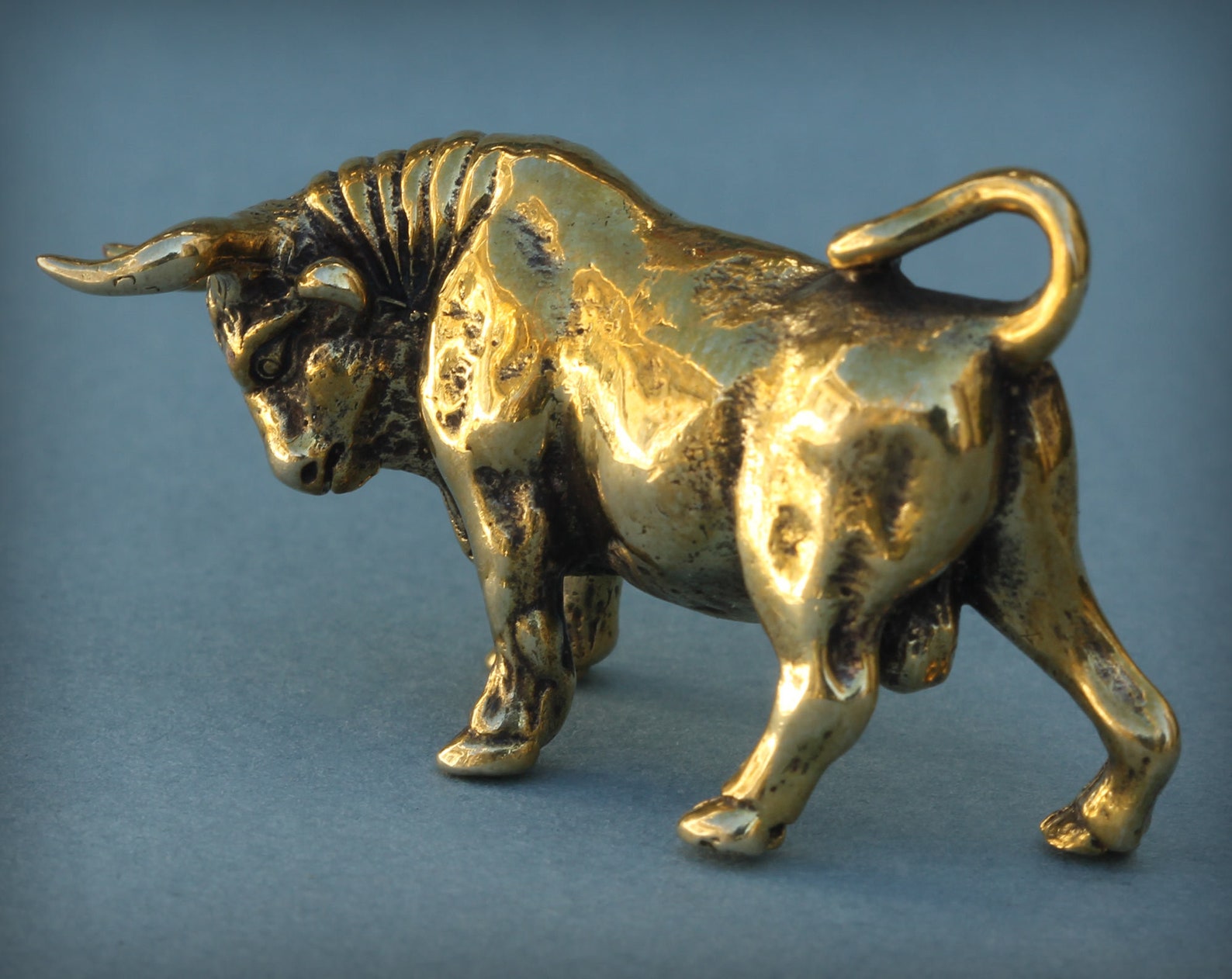 Bronze Bull Small Bronze Miniature Statuette Metal Figurine 21 Etsy