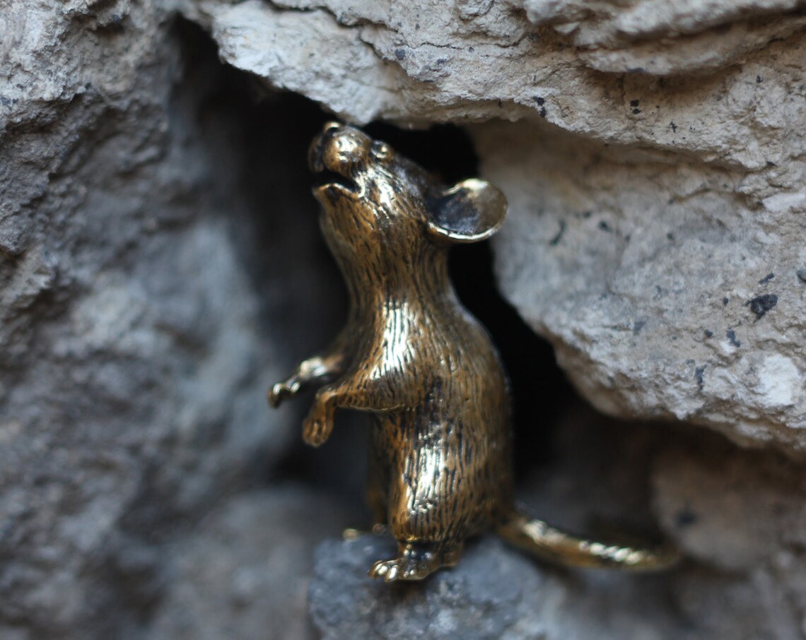 Bronze rat sculpture Bronze statuette Small rat Metal animal Etsy