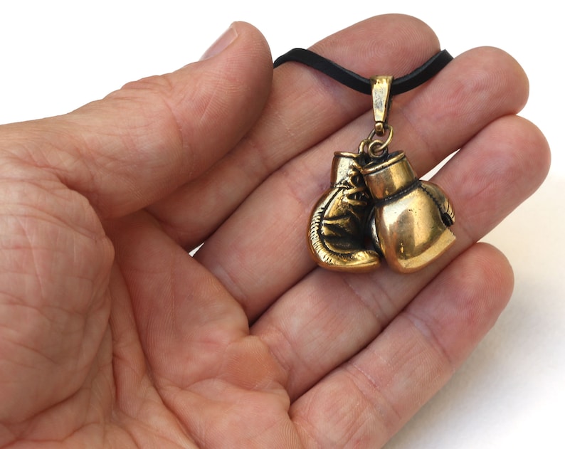 Boxing Gloves necklace Bronze pendant Boxing gloves charm Gift Etsy