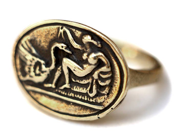 Leda and the Swan Bronze ring Ancient greek ring Ancient Greek Etsy