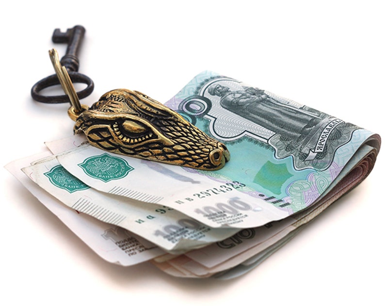 Alligator money clip Alligator keychain Bronze money clip Etsy