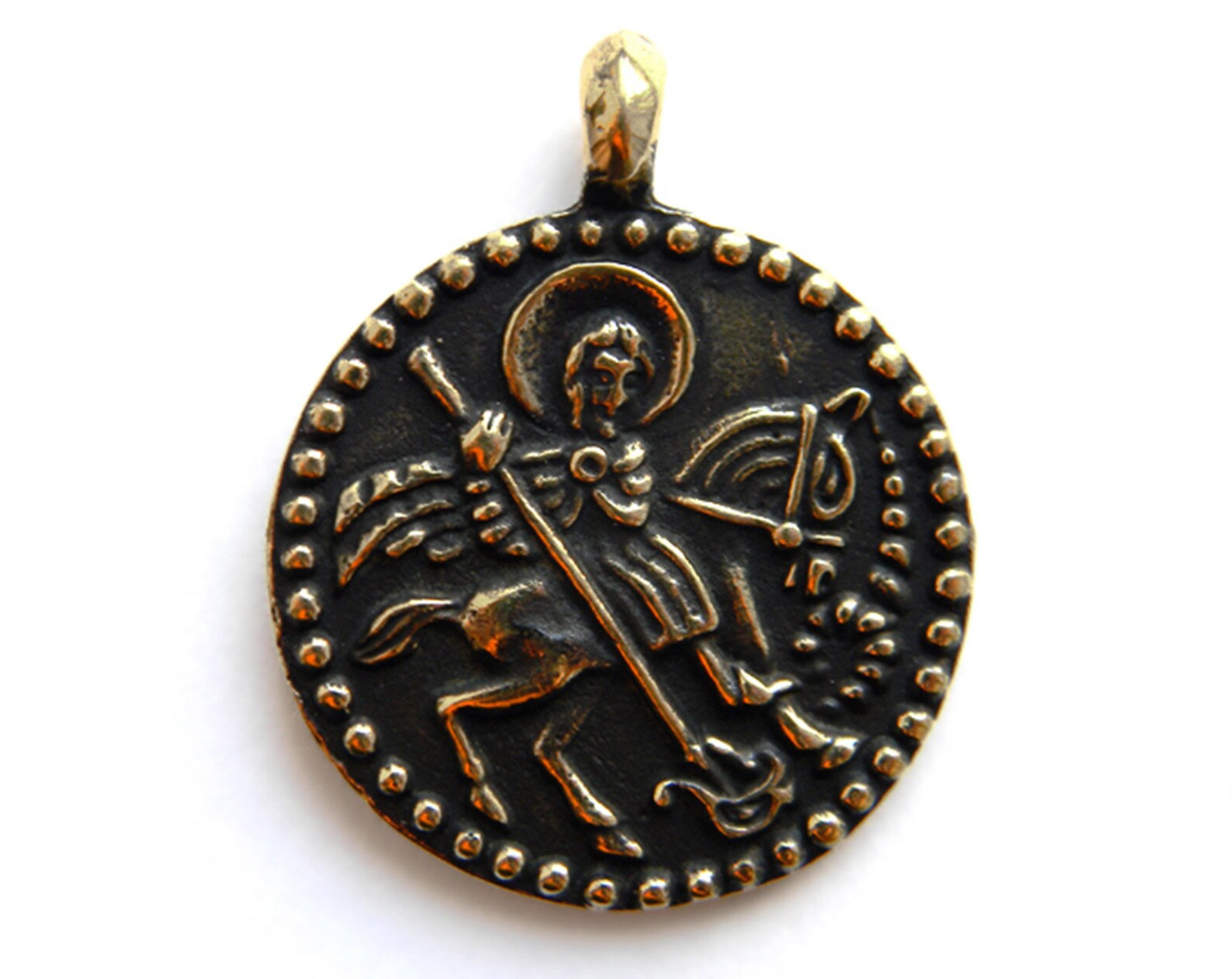 St pendant Bronze pendant Christian jewelry Saint Etsy
