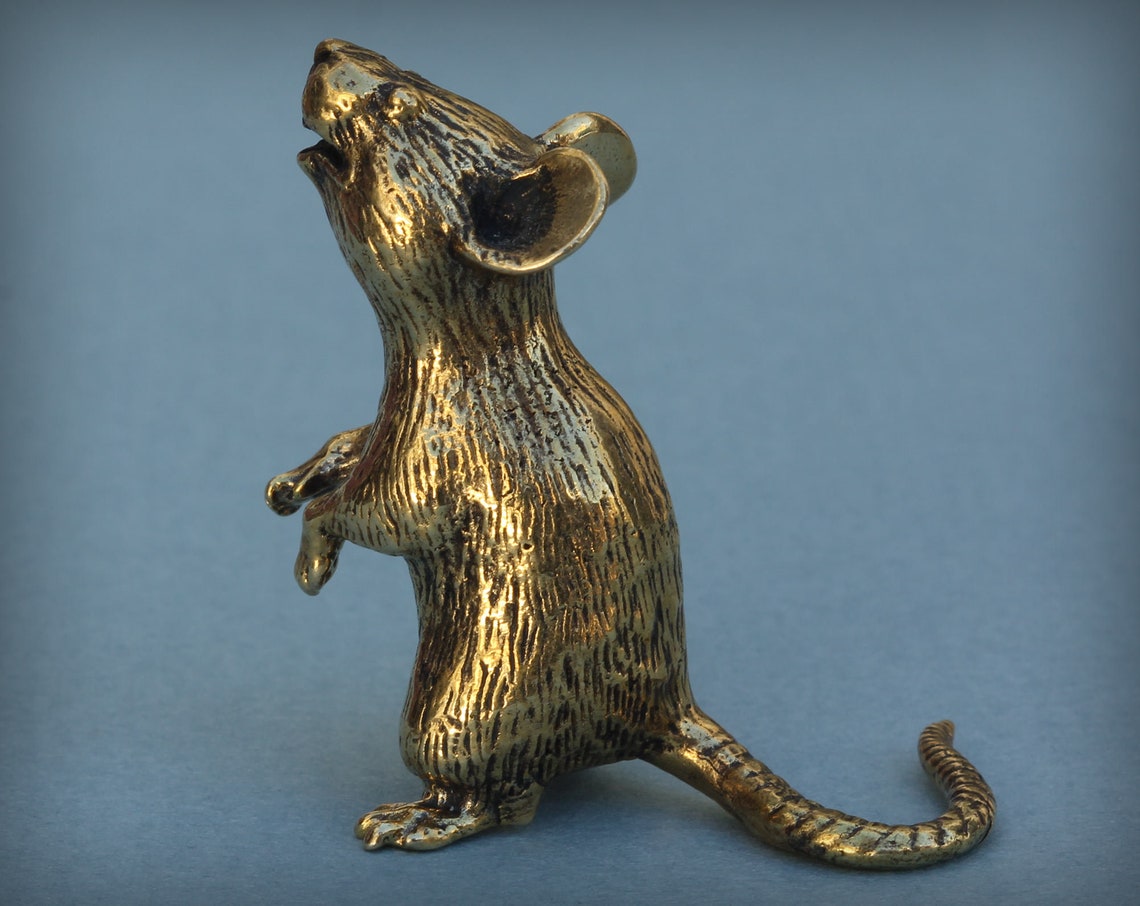 Bronze rat sculpture Bronze statuette Small rat Metal animal Etsy