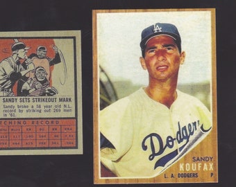 Perfect Game 4 no hitters 1962 . SANDY KOUFAX  card/reprint Brooklyn La Dodgers just like original