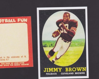 1958 Jim Brown rookie novelty card Syracuse. Cleveland Browns the Greatest runner ever