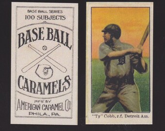Cigarette card American Caramel Ty Cobb Tigers reprint baseball legends The Georgia Peach Cigarette card 1909