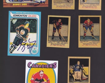 HOCKEY SPECIAL 8 Rookies 2 autographs Bobby Orr Ken Dryden Maurice Rocket Richard Parkies