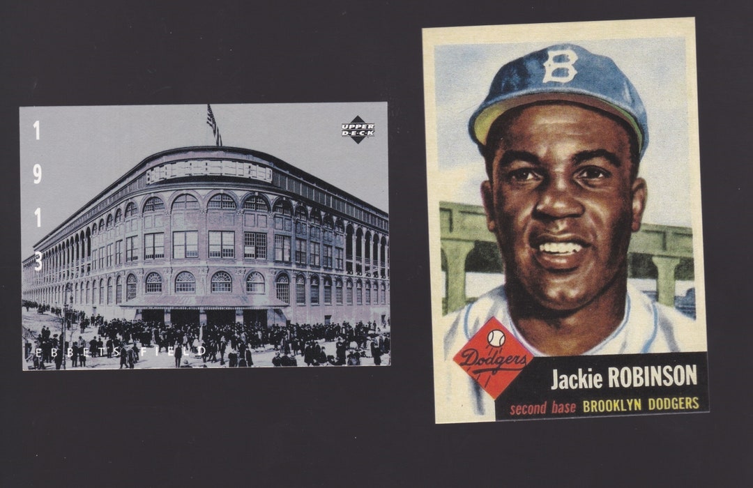 1953 Jackie Robinson and 1913 Ebbets Field Card Brooklyn Etsy