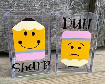 Sharp Dull Pencil Holders Teacher Appreciation Gift Classroom Supplies School Pencil Holders Teacher Gift Sharp and Dull Pencils