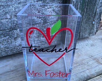 Personalized Teacher Pencil Holder Pen Holder Teacher Appreciation Gift Daycare Teacher Gift Teacher Gift Teacher Christmas Gift Classroom