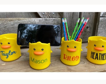 Duck Pen Holder Personalized Pen Holder Cute Office Supplies Student Pencil Holders Kid Pencil Holders Coworker Teacher Gifts