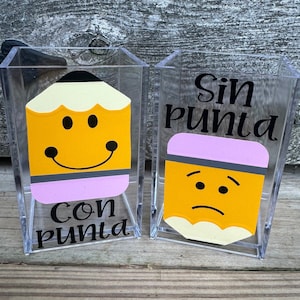 Con Punta Sin Punta Portalapiz Regalo de Maestro Sharp Dull Pencil Holders Teacher Appreciation Gift Spanish Teacher Spanish Classroom image 1