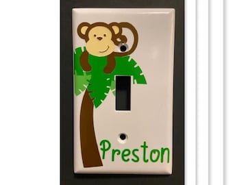 Monkey Light Switch Cover - Personalized - Monkey - Zoo Animal Light Switch Cover - Personalized Zoo Room - Zoo Nursery - Monkey Nursery