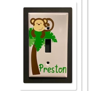 Monkey Light Switch Cover - Personalized - Monkey - Zoo Animal Light Switch Cover - Personalized Zoo Room - Zoo Nursery - Monkey Nursery