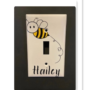 Light Switch Cover - Bee Light Switch Cover - Bumble Bee - Personalized Bee Light Switch Cover - Bee Nursery - Bee Kids Room Decor - Bee