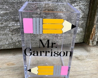 Personalized Teacher Pencil Holder Pen Holder Teacher Appreciation Gift Daycare Teacher Gift Teacher Gift Teacher Christmas Gift Classroom