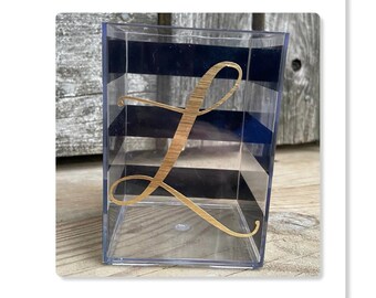 Monogram Pen Holder - Personalized Pencil Holder - Make Up Brush Holder - Gold and Black Pen Holder - Pencil Cup - Monogram Gift