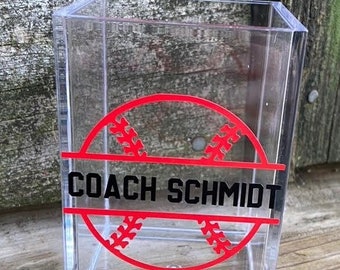 Baseball Coach Pen Holder Baseball Pen Holder Personalized Baseball Office Accessories Baseball Name Gift Baseball Player Gift